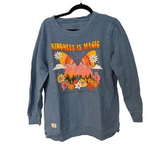 Simply Southern Blue Corded Sweatshirt Kindness Is Magic Butterfly Graphic L